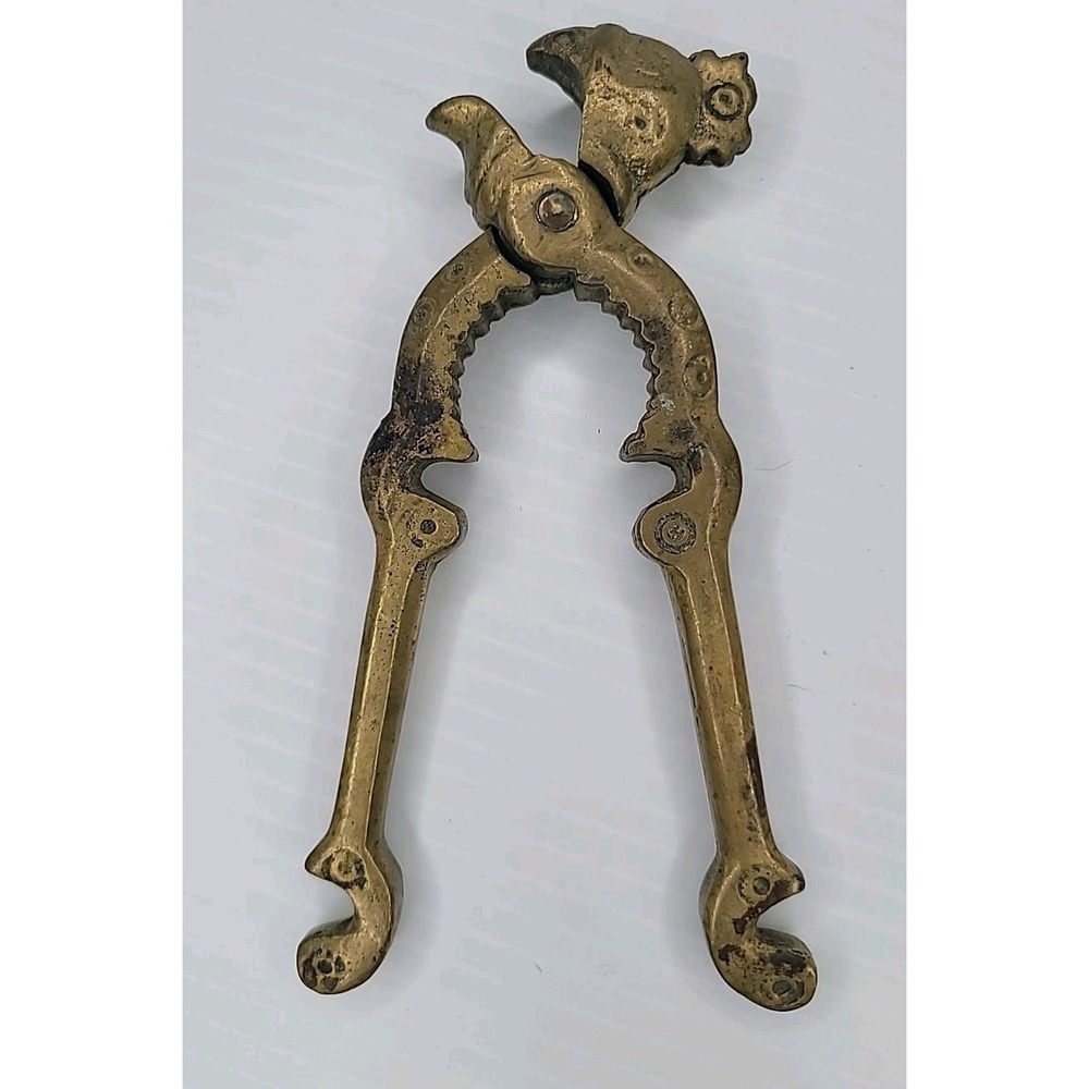 Vintage Brass Rooster Chicken Head Nut Cracker Bottle Opener Kitchen Gadget - Picture 3 of 6